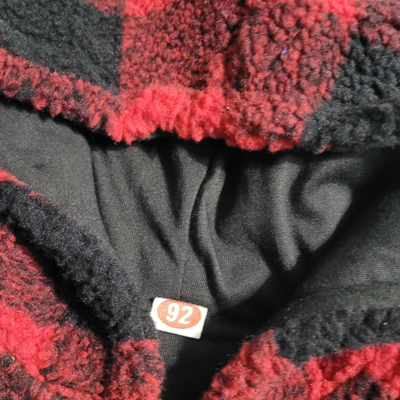 Buffalo Plaid Checkered Sherpa Button Up Jacket, 24 Months Unisex - Picture 4 of 7